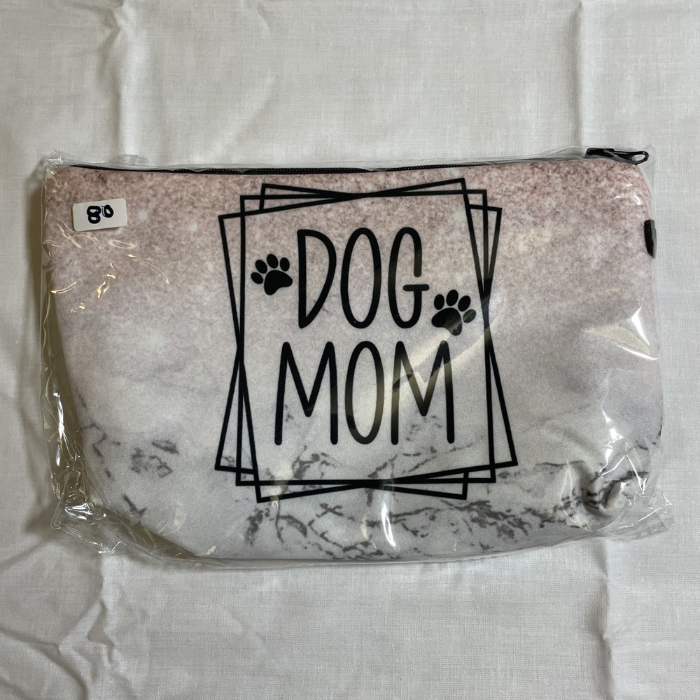 The Pouch Dog Mom Cosmetic Bag Womens Small Pink Marble New Zipper Travel Pouch